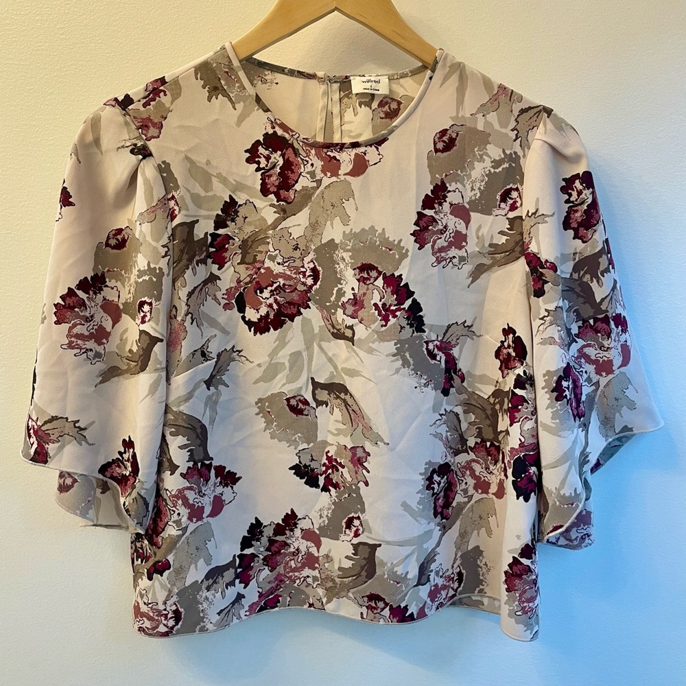 Wilfred Cream and Burgundy Floral Blouse